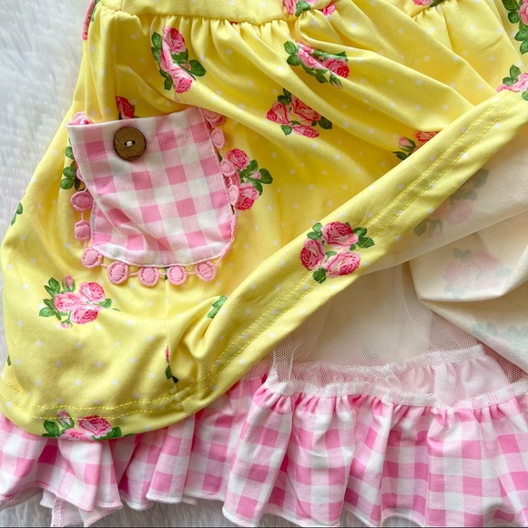 Yellow Floral Button Dress - Picture 2 of 3